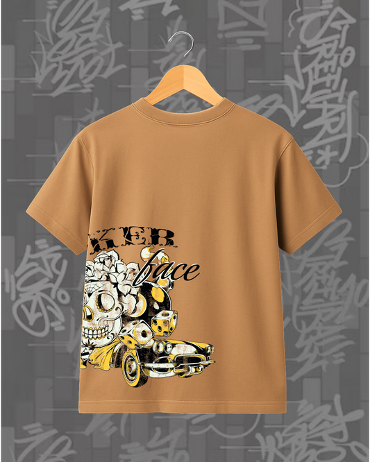 Brown Joker & Dice Tee - Oversized T-Shirt