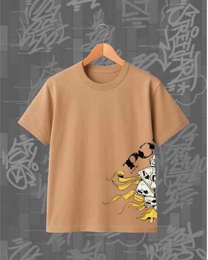 Brown Joker & Dice Tee - Oversized T-Shirt