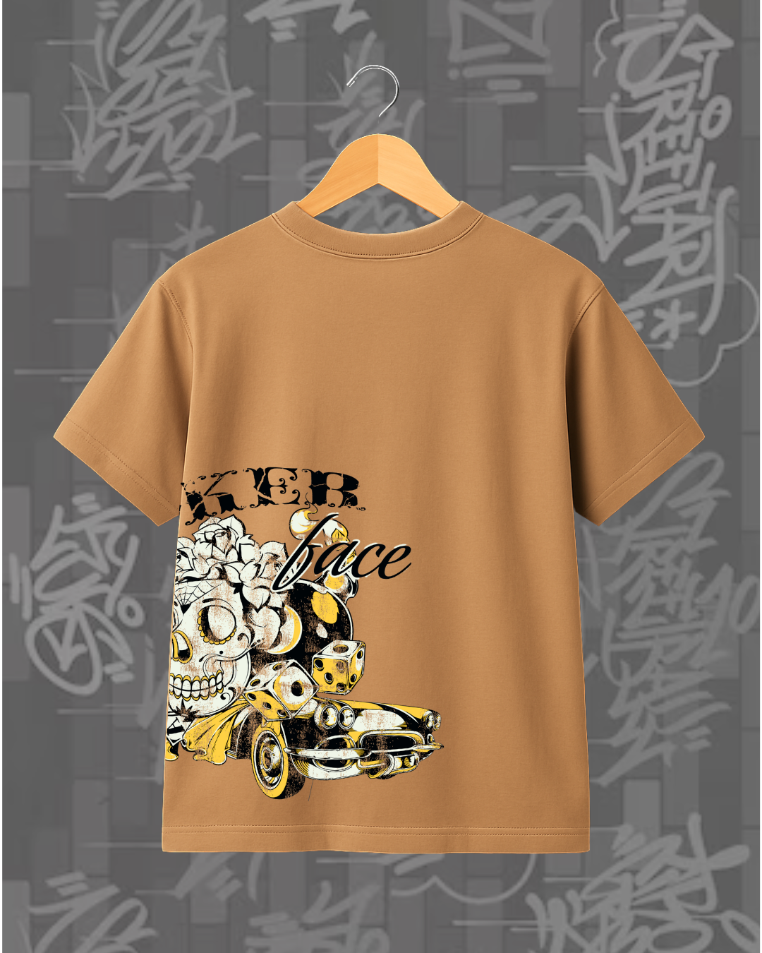 Brown Joker & Dice Tee - Oversized T-Shirt